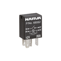 NARVA 12V 20A NORMALLY OPEN 4 PIN MICRO RELAY WITH RESISTOR (68062BL)