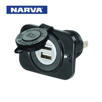 NARVA 12V DUAL USB 2.0 5V 2.5A CHARGER FLUSH MOUNT SOCKET (81134BL)