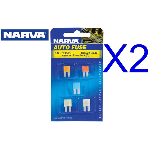 2 X NARVA ATS BLADE FUSE ASSORTMENT (BLISTER PACK OF 5) (52800BL)